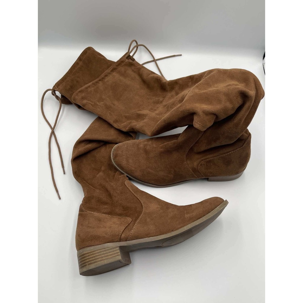 Arizona Jean Co Palmer Over The Knee Boots Brown Faux Suede Memory Foam Size 8M